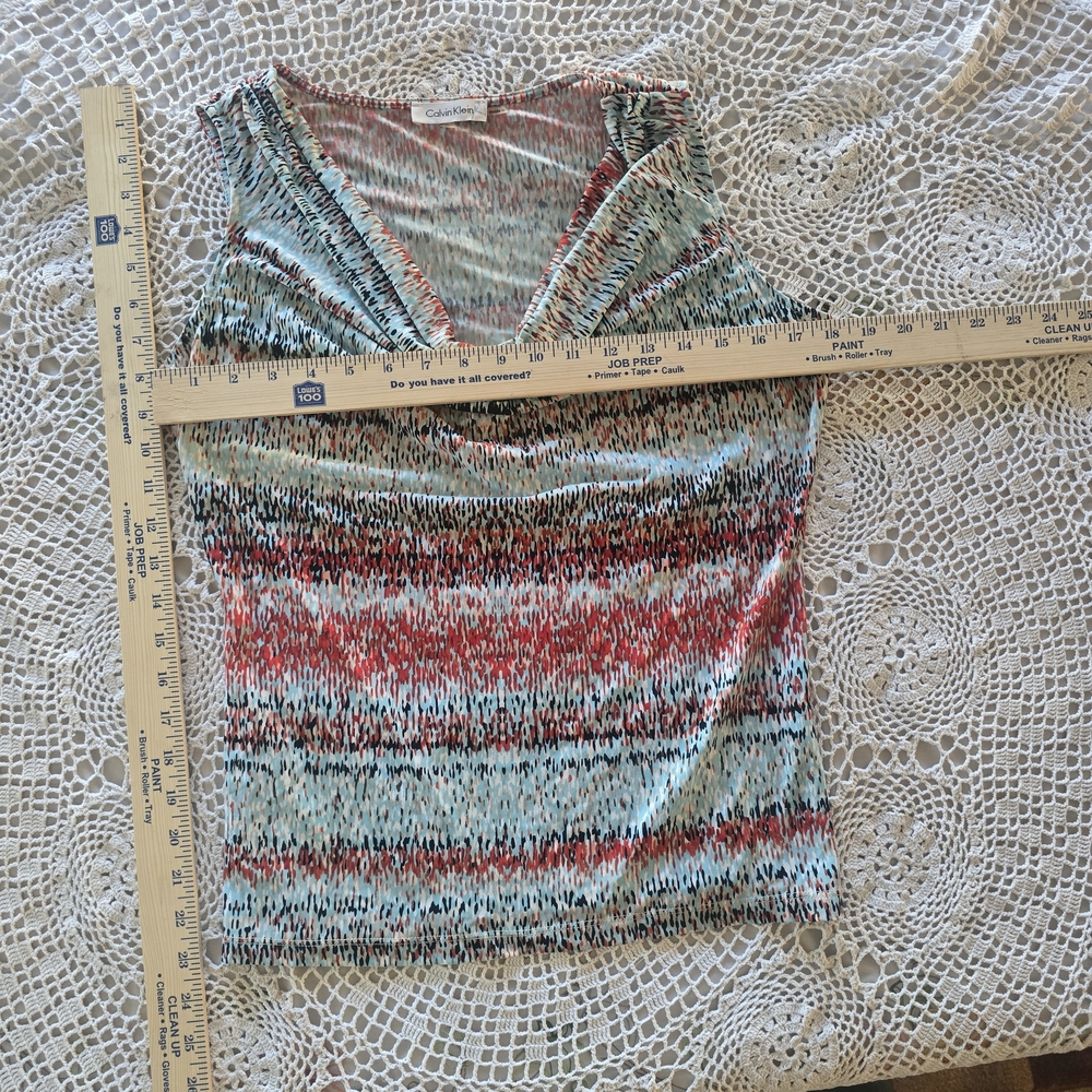 Calvin Klein Sleeveless Cowl Neck Top Multicolor Abstract Print Size‎ M - Picture 7 of 8